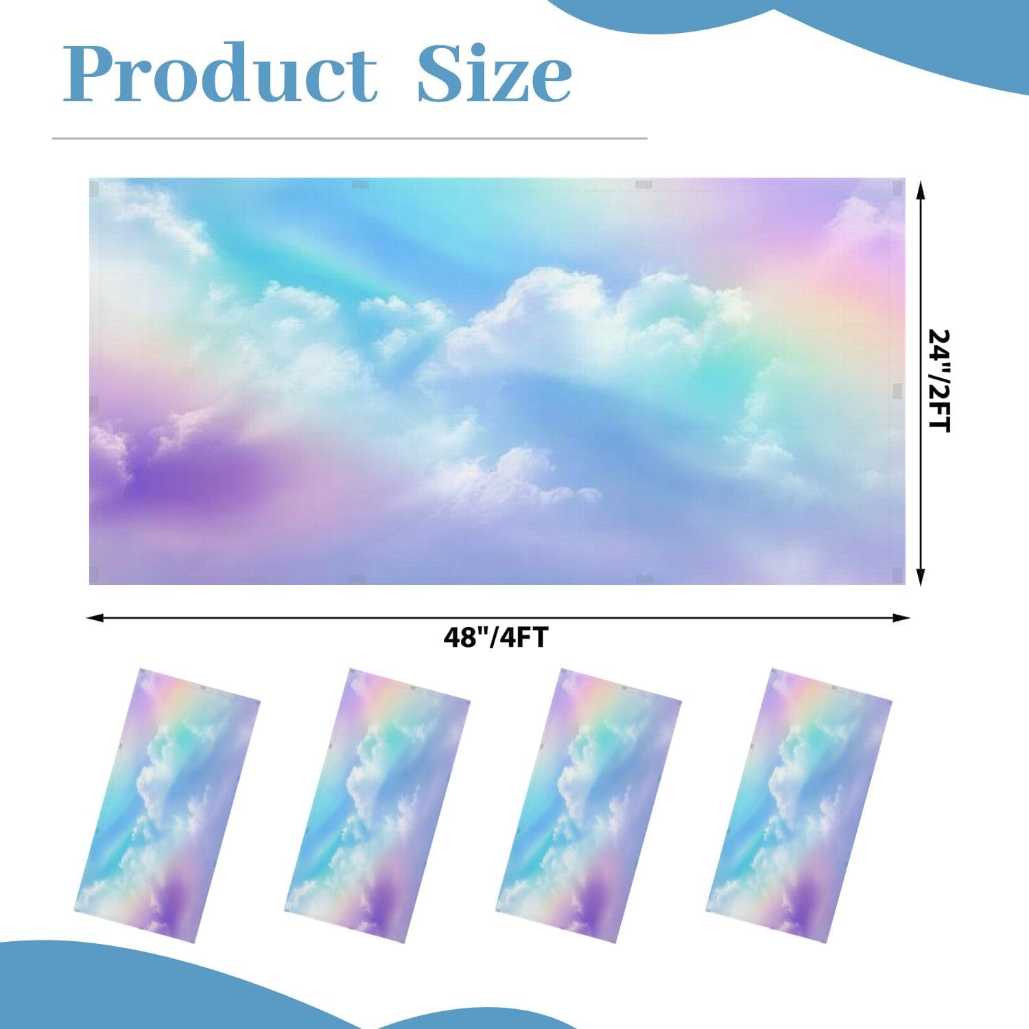 Fluorescent Light Covers for Ceiling Lights Sweet Pastel Sky Clouds Colorful Easy to Install Magnetic Light Filter for Classroom Office Hospitals School Home Decor