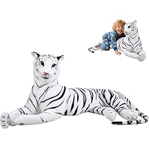 67/51/43 Inch Giant Tiger Plush,PP Cotton Tiger Pillow,Yellow & White Tiger Plush,Tiger Stuffed Animal for Kids Gift Home Decor 51'' White