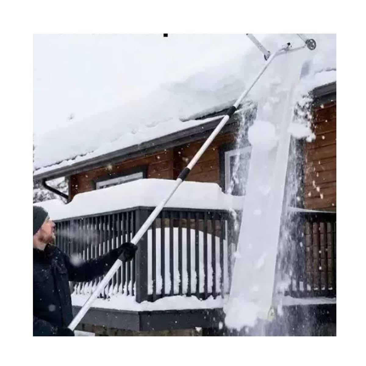 Grabie dachowe, grabie dachowe na śnieg 10–80 m – lekkie aluminiowe narzędzie do usuwania śniegu z kółkami i plandeką do bezpiecznego odśnieżania dachu, niezbędny sprzęt zimowy dla właścicieli domów