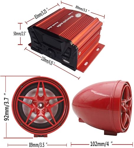 Miniatura 4 de XYC 12V motocicleta impermeable FM USB 4 canales 3 pulgadas UTV ATV Bluetooth amplificador sistema de sonido audio estéreo manos libres altavoces