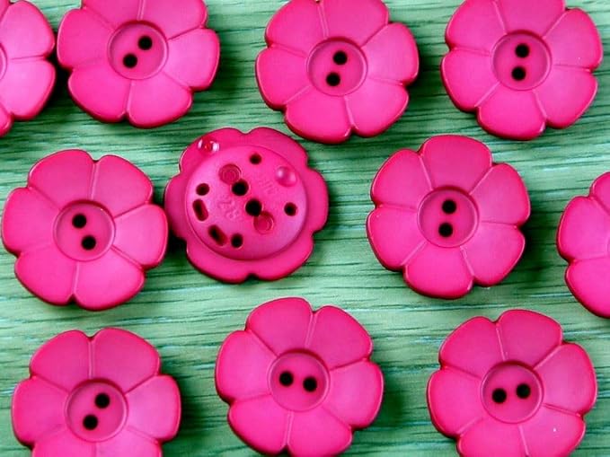 Dill Flower Plastic Buttons Cerise Pink (Value Pack) - per Pack of 24
