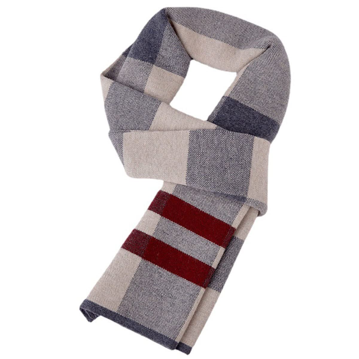 Sciarpa in pura lana, sciarpa lunga in morbido cotone scozzese in cashmere caldo invernale leggero da uomo