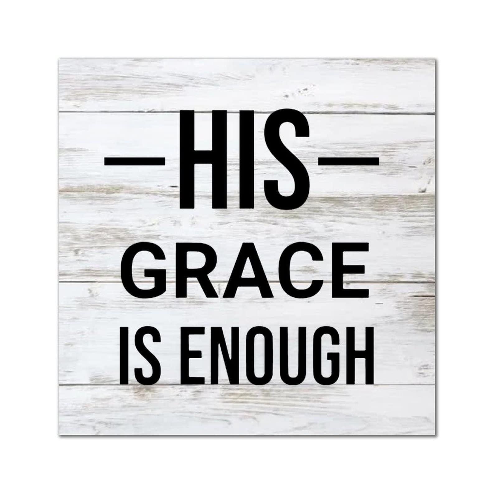 Plaque murale rétro en bois His Grace is Enough décor rustique 30,5 cm