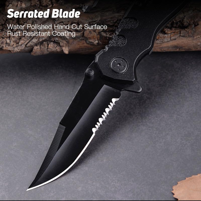 Image of Mini Folding Utility Tool Keychain with Carabiner Clip, Compact Metal EDC Pocket Tool, Black, for Package Opening,Everyday Carry