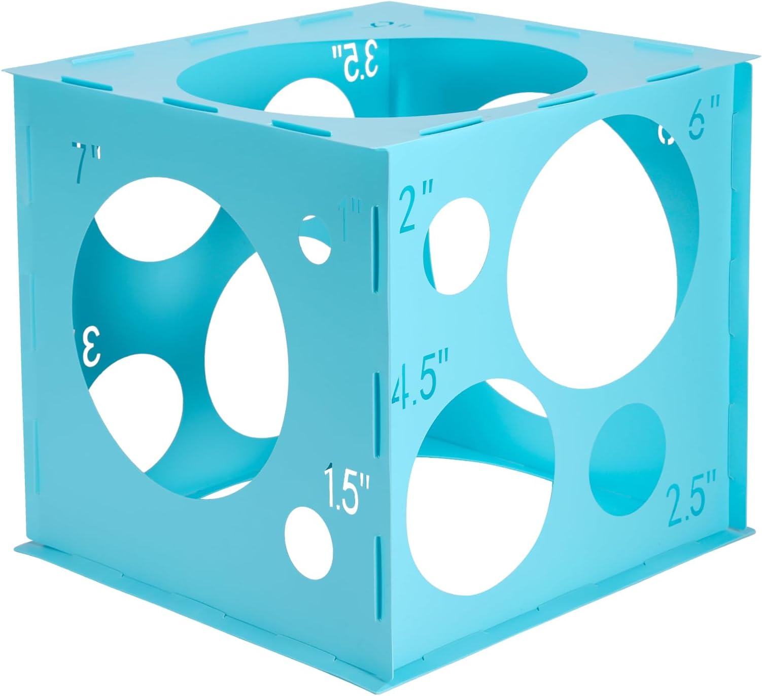 Auihiay 14 Holes Balloon Sizer Cube, Blue Balloon Size Measurement Tool for Arches and Decorations (1-10 Inch)