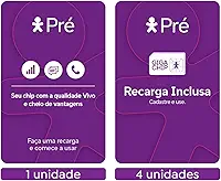 Chip Vivo Pré Kit 5: 1 sem recarga + 4 c/ $10 Recarga