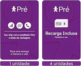 Chip Vivo Pré Kit 5: 1 sem recarga + 4 c/ $10 Recarga