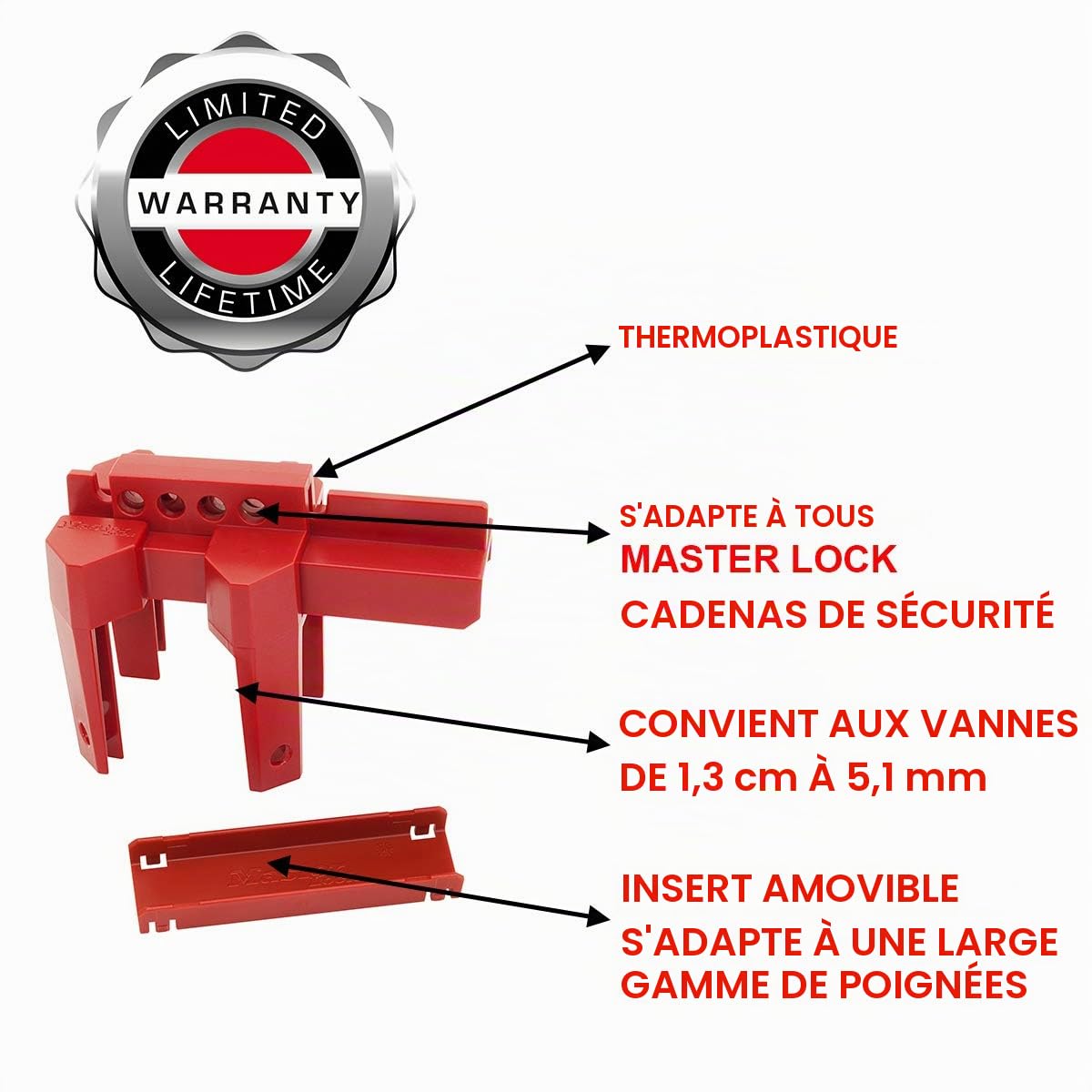 Master Lock S3080 Consignation de vannes quart de tour 4 pieds