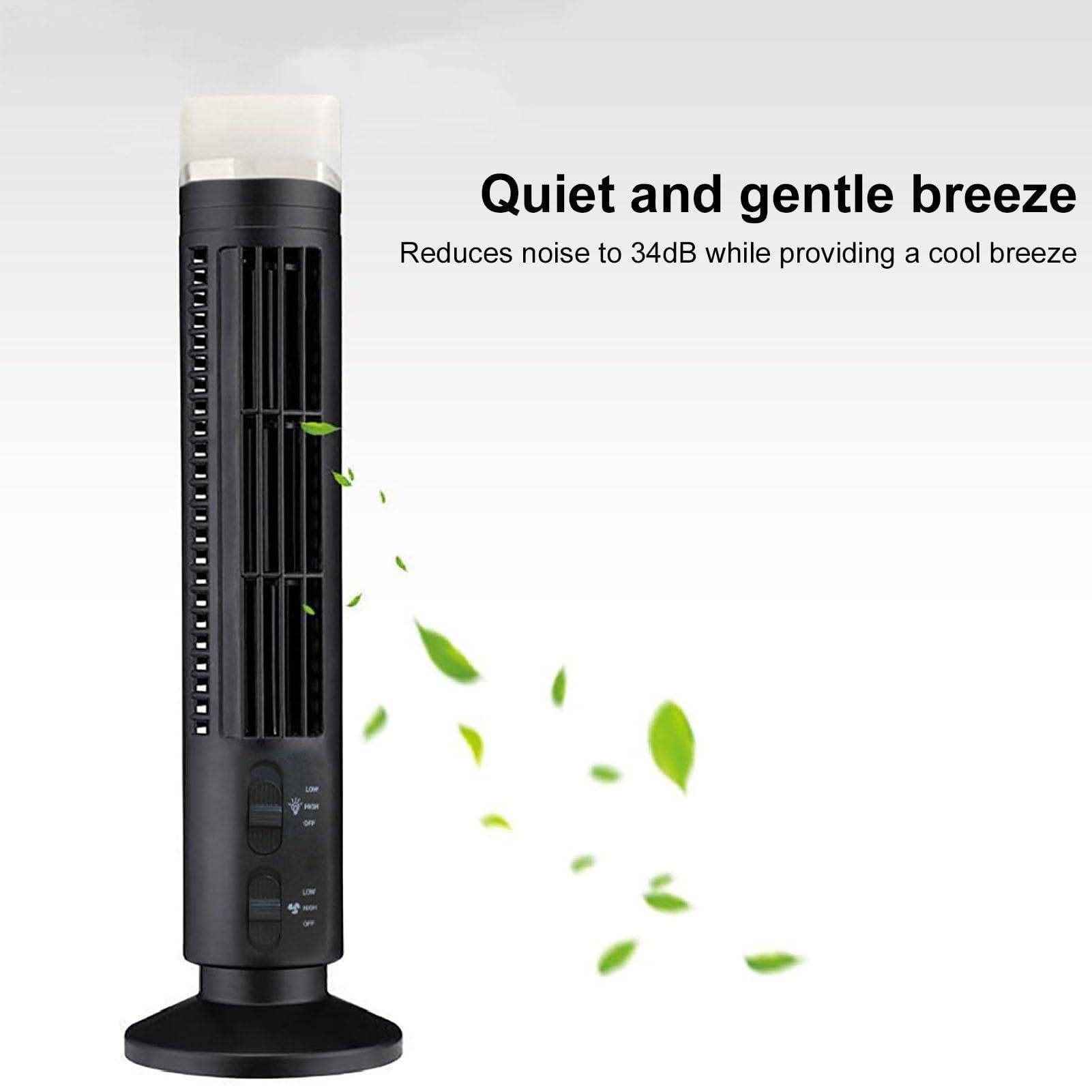 Ventilatore a torre senza pale, portatile, con luce, per casa, cucina, camera da letto, posto di lavoro e patio, silenzioso, per un flusso d'aria confortevole
