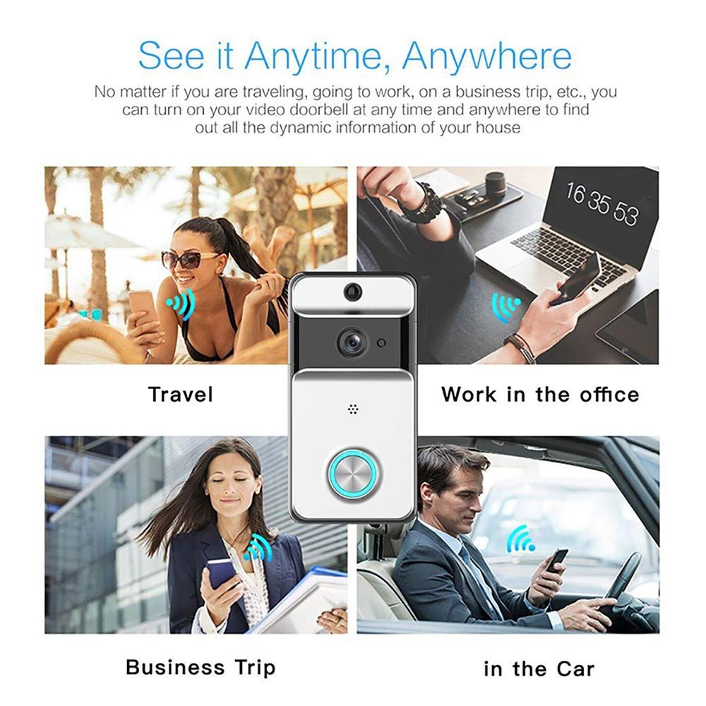 Videocitofono Video Campanello Wireless, Spioncino Digitale, WiFi Senza Fili 720P HD, Audio Bidirezionale, Peephole Door Camera 166 Gradi grandangolare, Sensore di Movimento