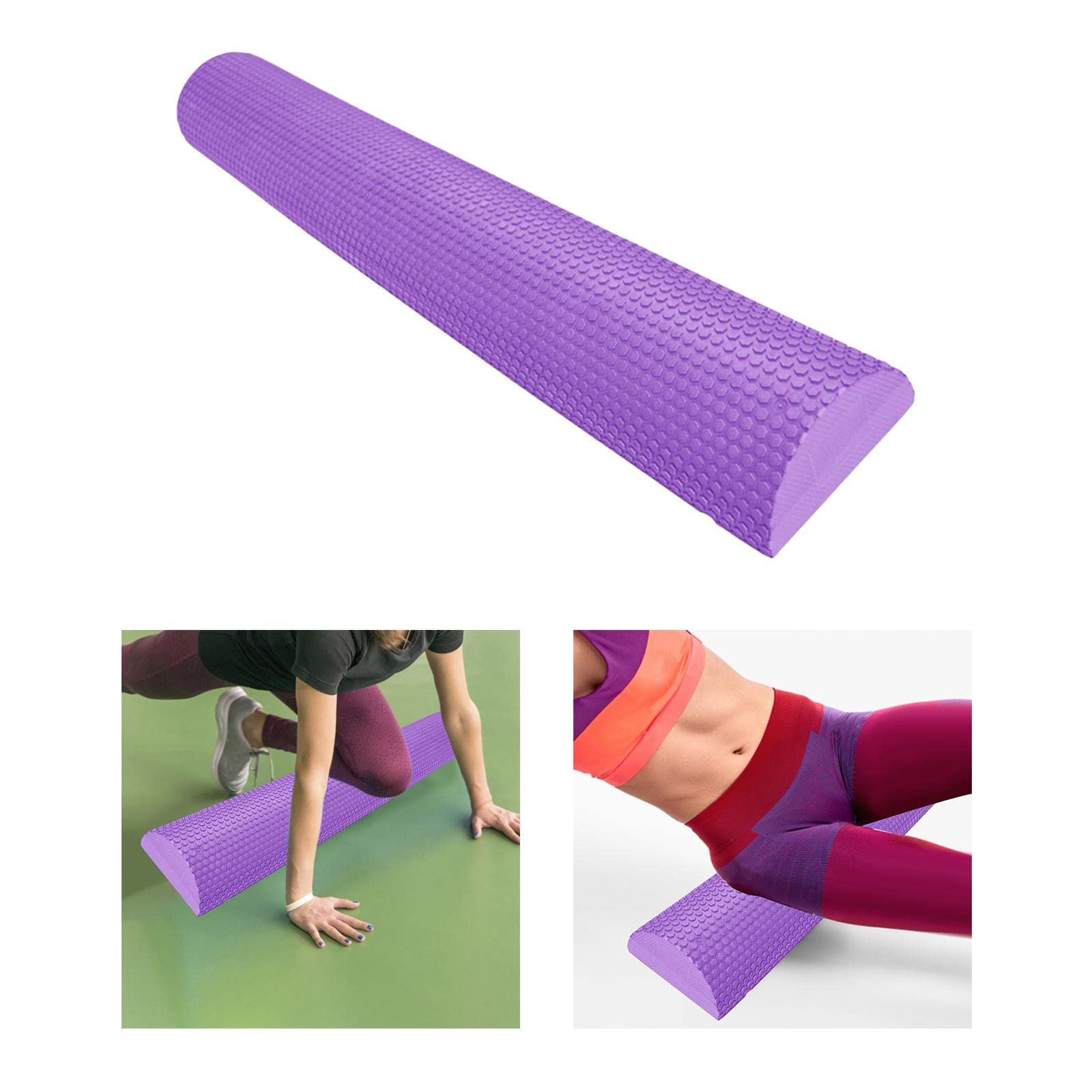 Rodillo de Espuma Semicircular Rodillo de Ejercicio de Densidad Alta de Bloque para Pilates Material EVA Función de Masaje Adecuado para, Violeta