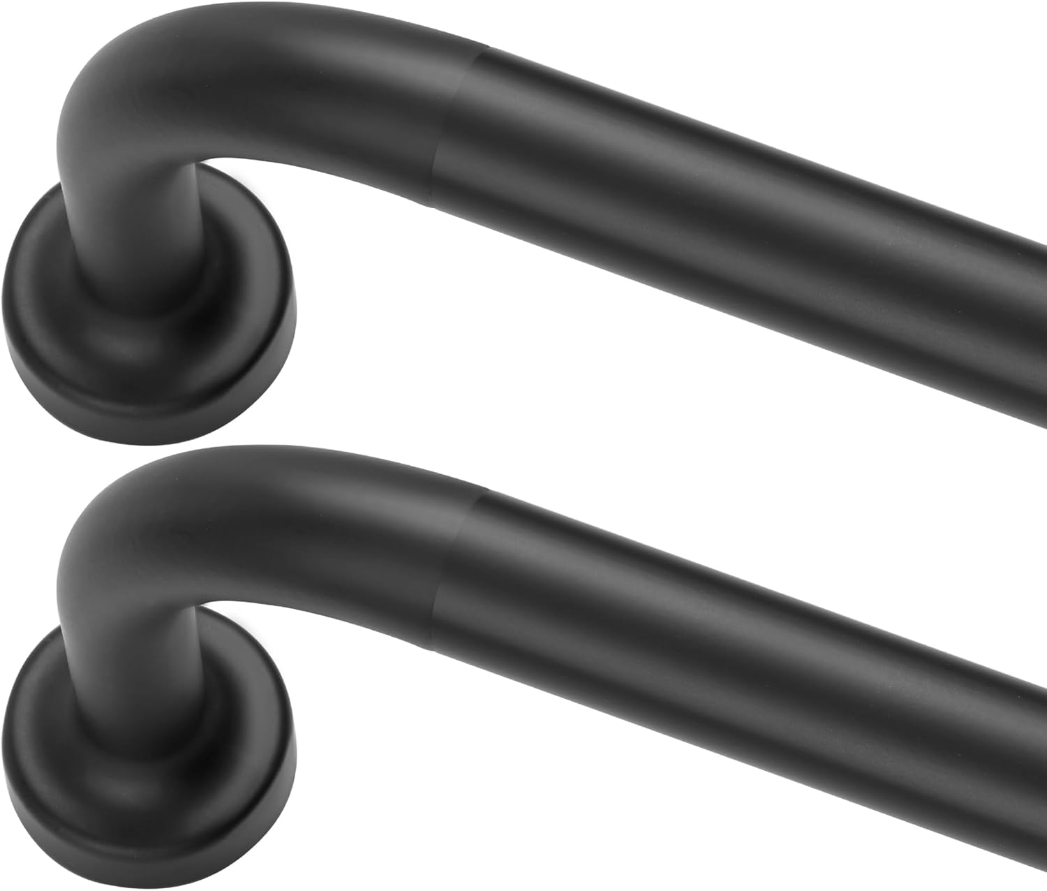Black Curtain Rods 2 Pack,1 Inch Disc Curtain Rods for Windows 48 to 88",Blackout Wrap Around Curtain Rod with Aluminum Finials and Brackets,No Screw Disassembly Adjustable Curved Curtain Rod 48-88"(2 Pack) Black