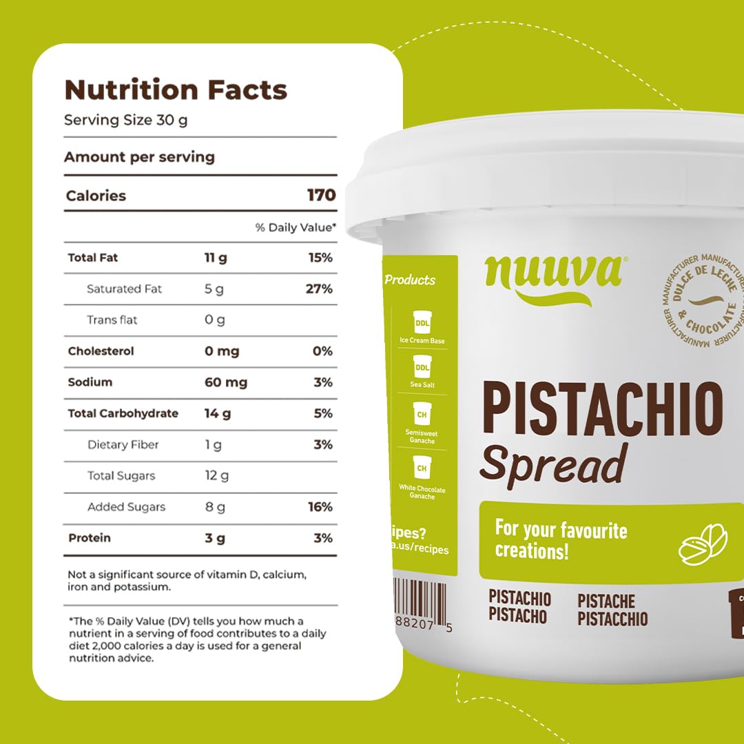 Nuuva Foods Pistachio Spread Rich Nutty Pistachio Cream for Dubai Chocolate Bar Smooth Nut Butter Spreadable Cream Perfect — view 2