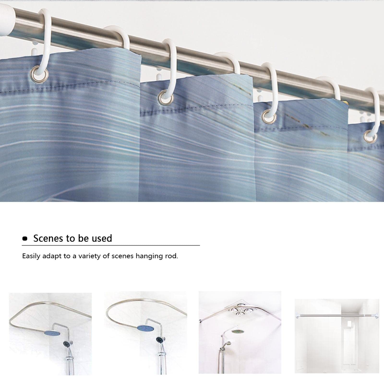 Elegantes cortinas de ducha Abstracto Mármol Azul Oro Moderno para Baño Líneas Doradas Tela a rayas Impermeable Poliéster Juego de cortinas de ducha 180x220 cm