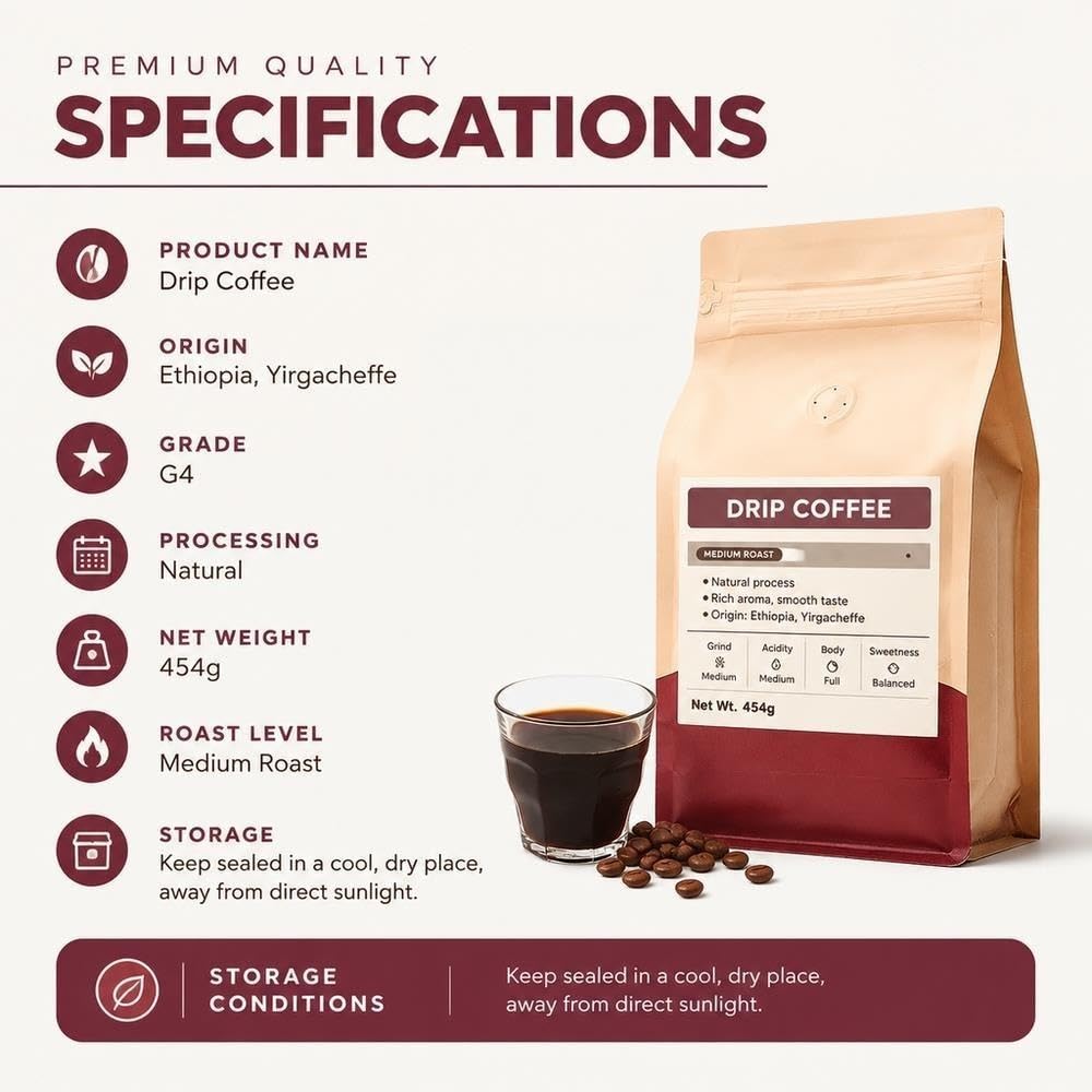 Granos de café Arábica, 454 g de grano entero tostado medio