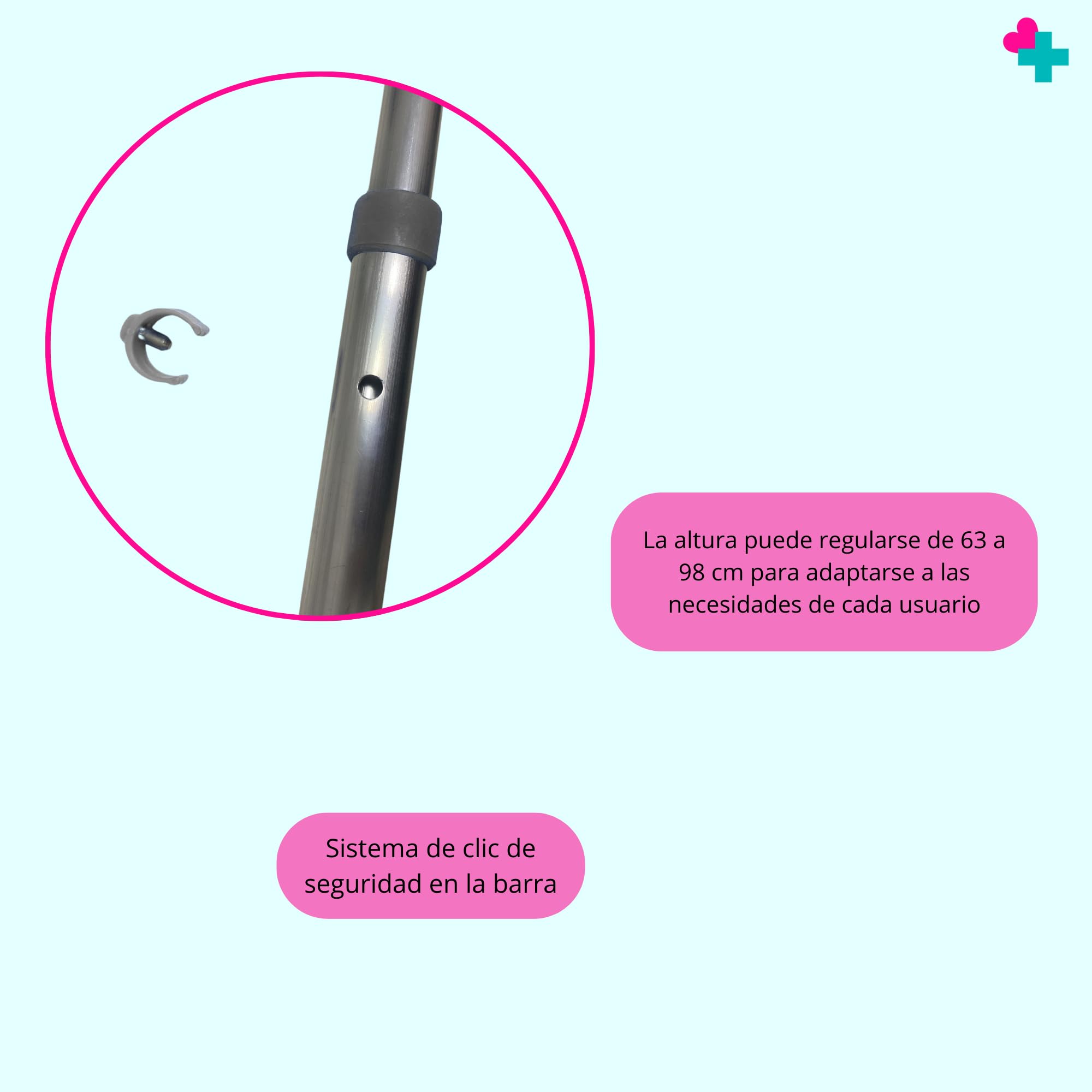 Coppia di stampelle ortopedici regolabili in altezza. Stampelle in alluminio per adulti. Stampelle ortopedici con rivestimento antiscivolo. Grigio
