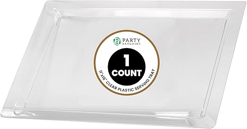 Miniatura 1 de PARTY BARGAINS Bandejas de plástico para servir de 16 x 11 pulgadas, paquete de 8 bandejas desechables de plástico blanco, excelentes para bodas,