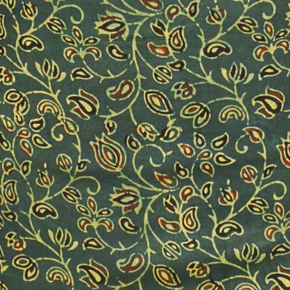 Image of Ethnics of Kutch Women's Ajrakh Modal Silk Natural Dye Hand Block Print Unstitched Kurta Fabric (For Lenght - Refer Bullet Point Below)