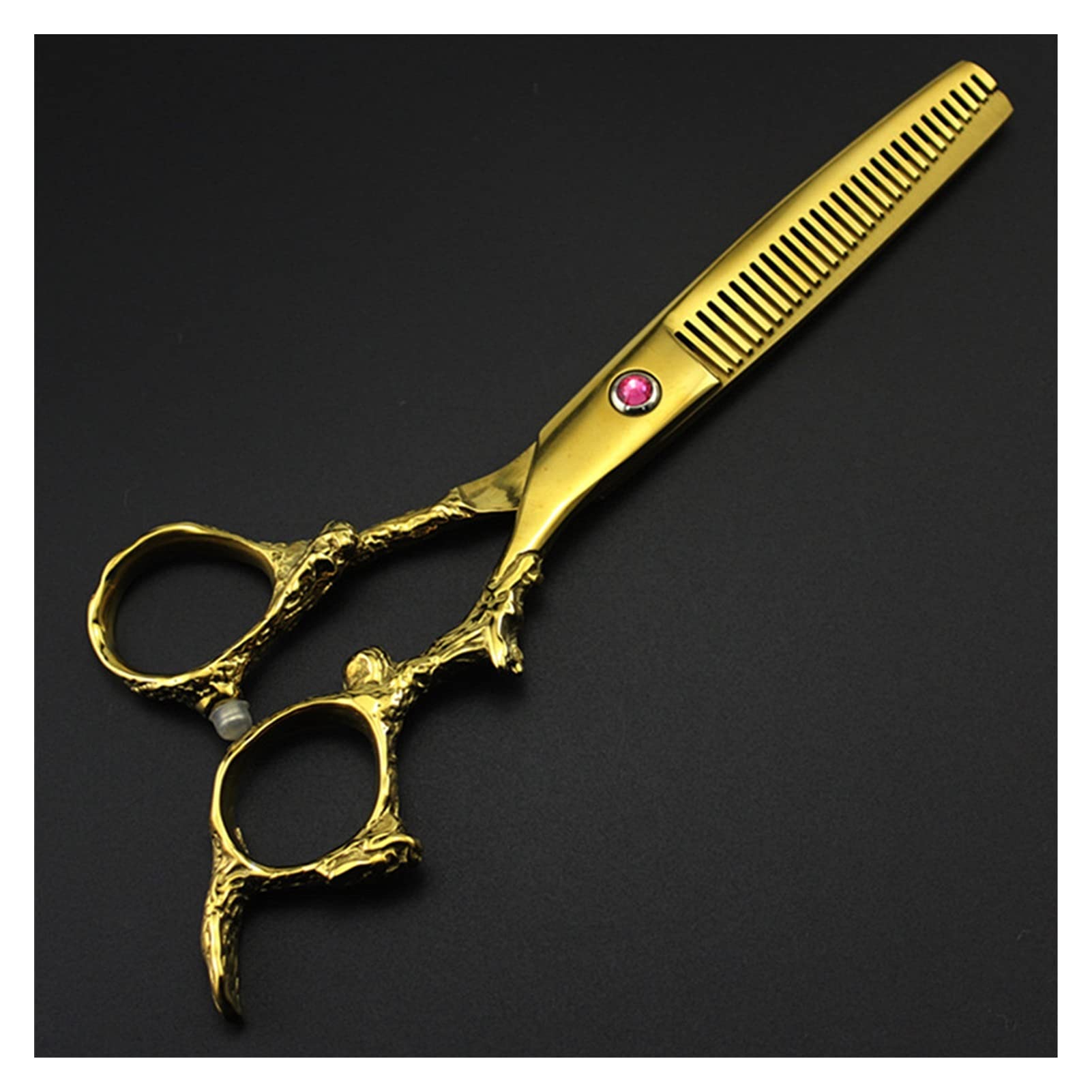 Ciseaux de barbier de 6 pouces en or amincissant avec finition en acier inoxydable