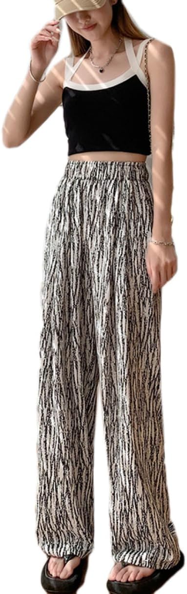 [FDGFJ] 花柄 パンツ ワイド レディース ワイドパンツ ハイウエスト 美脚パンツ ロング ストレッチ ボトム 柄パンツ 脚長