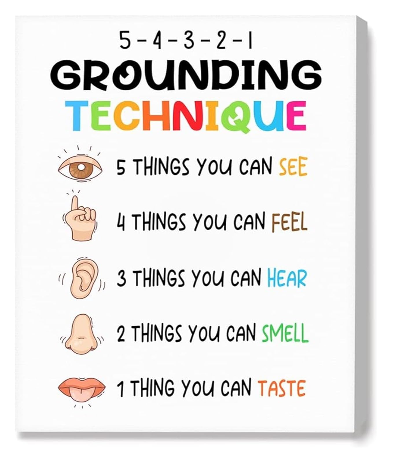 KCDFDVJFBM Mental Health Grounding Technique Poster for Counselor Office and School Decor(Framed,16x24inch(40x60cm))