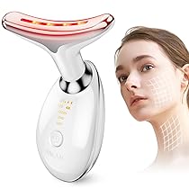 ANLAN Dispositivo di Bellezza Antirughe, Impacco Caldo a 45 ℃ Terapia Della Luce Massaggiatore Viso EMS lifting del Collo Rassodante per Tonificare il Viso,Timer di spegnimento di 5 minuti