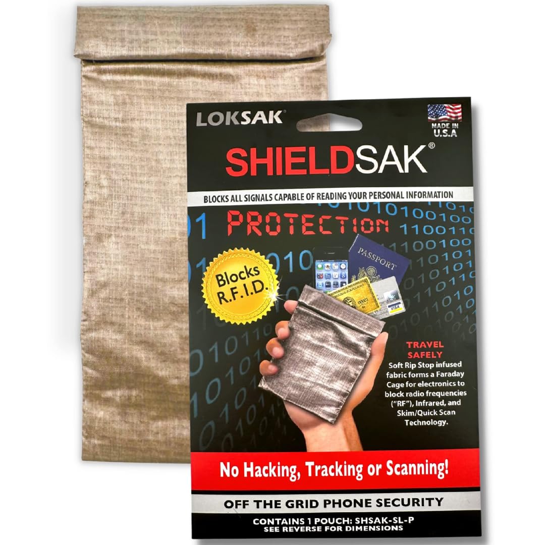 LOKSAK SHIELDSAK Faraday Signal Blocking Pouch – RF & Infrared Shielding Bag for Phones, RFID Sleeve, Travel Privacy Case