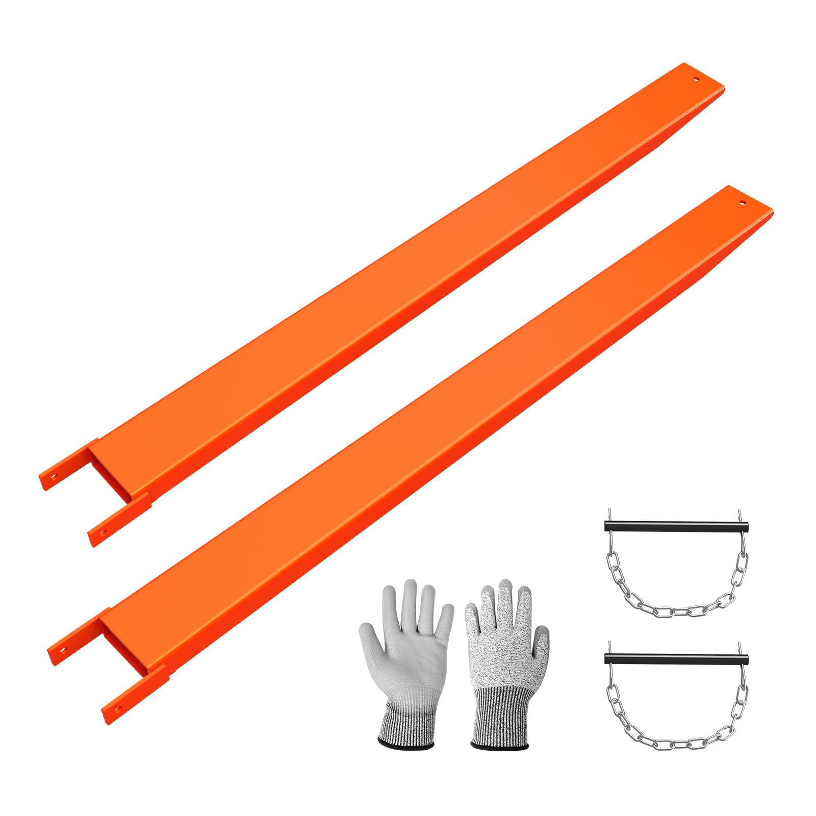 Forklift Extensions, 82 Inch Length 5" Width Fork Extender Heavy-Duty Steel Industrial Pallet Fork Extension for Forklift Truck, Tractors and Loaders, 1 Pair, Orange