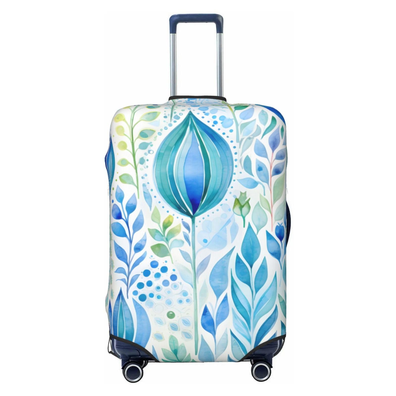 Kofferabdeckungen, Kofferschutzhülle, Blau/Grün, Blumen, Gepäckabdeckung, 18–32 Zoll(M)