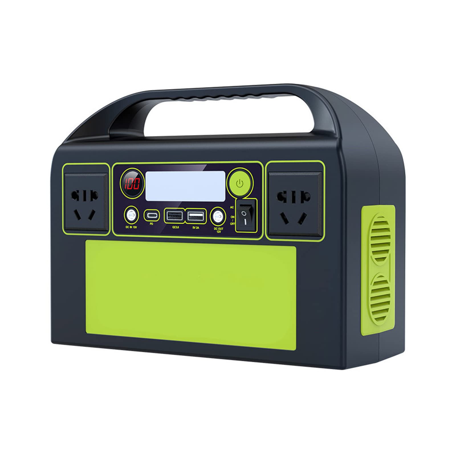 Generatore portatile con batteria da 333 Wh, stazione di alimentazione portatile, generatore esterno da 300 W a 6 porte con 2 prese CA, uscita USB-C PD da 25 W, luce LED, per campeggio, camper, inte