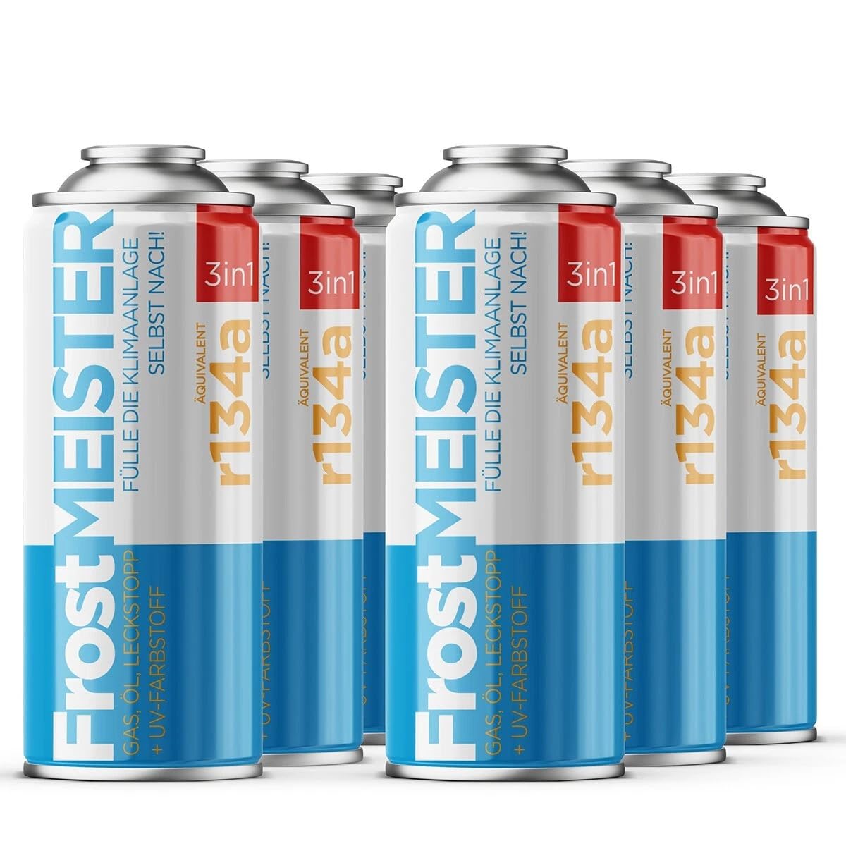 3 w 1 – zestaw uzupełniający do klimatyzatora samochodowego, 6 x 400 ml – szybki i łatwy system chłodniczy / olej/uszczelniacz (R134a 1995–2016)