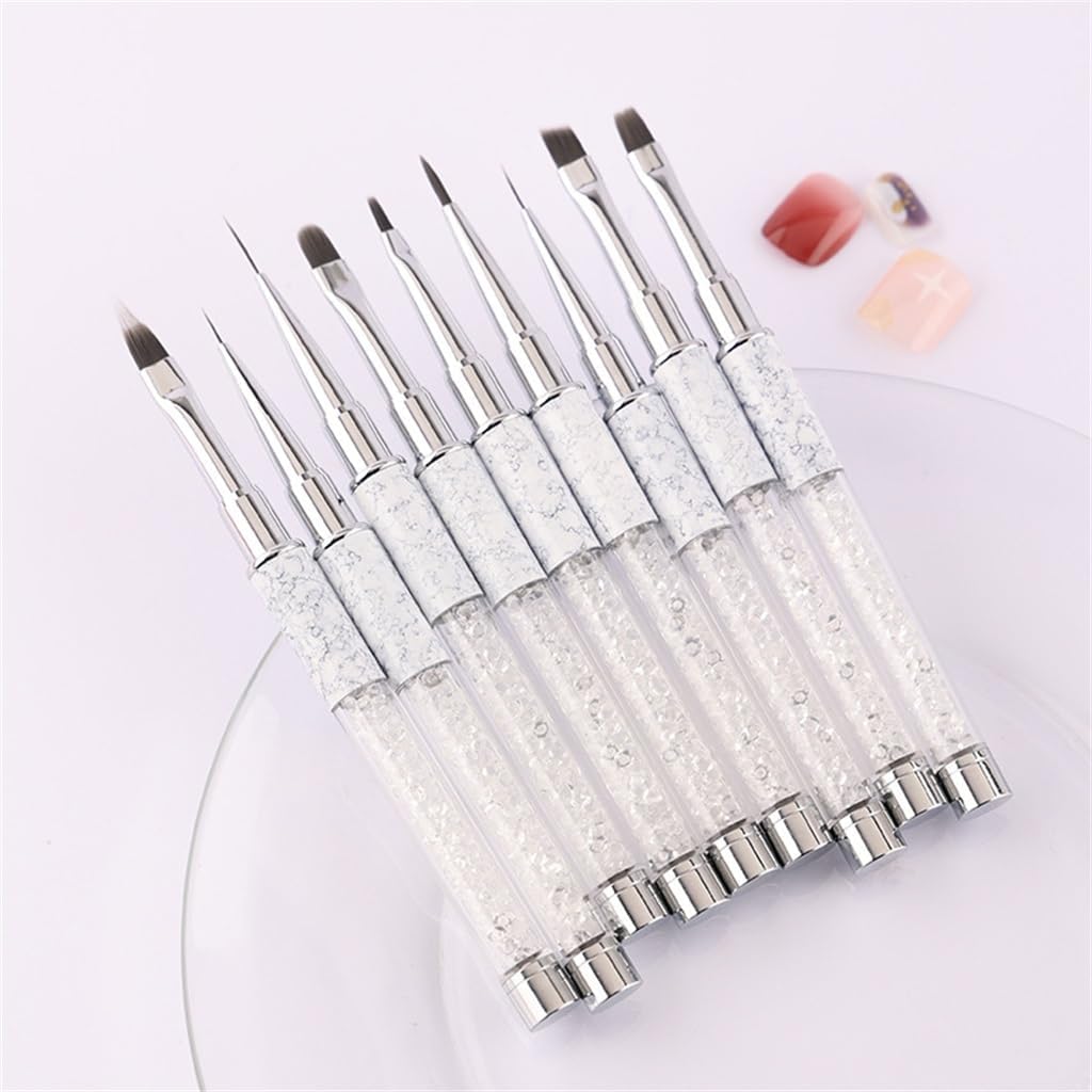 Nail Pen Set with Pen Cap Metal Rod Nail Brush Light Therapy Pen Flat Tip Nail Pen Tool