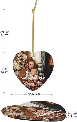 Miniatura 3 de Adornos de Navidad personalizados en forma de corazón 2022, adorno personalizado para foto de árbol de Navidad de cerámica, foto de boda, foto de
