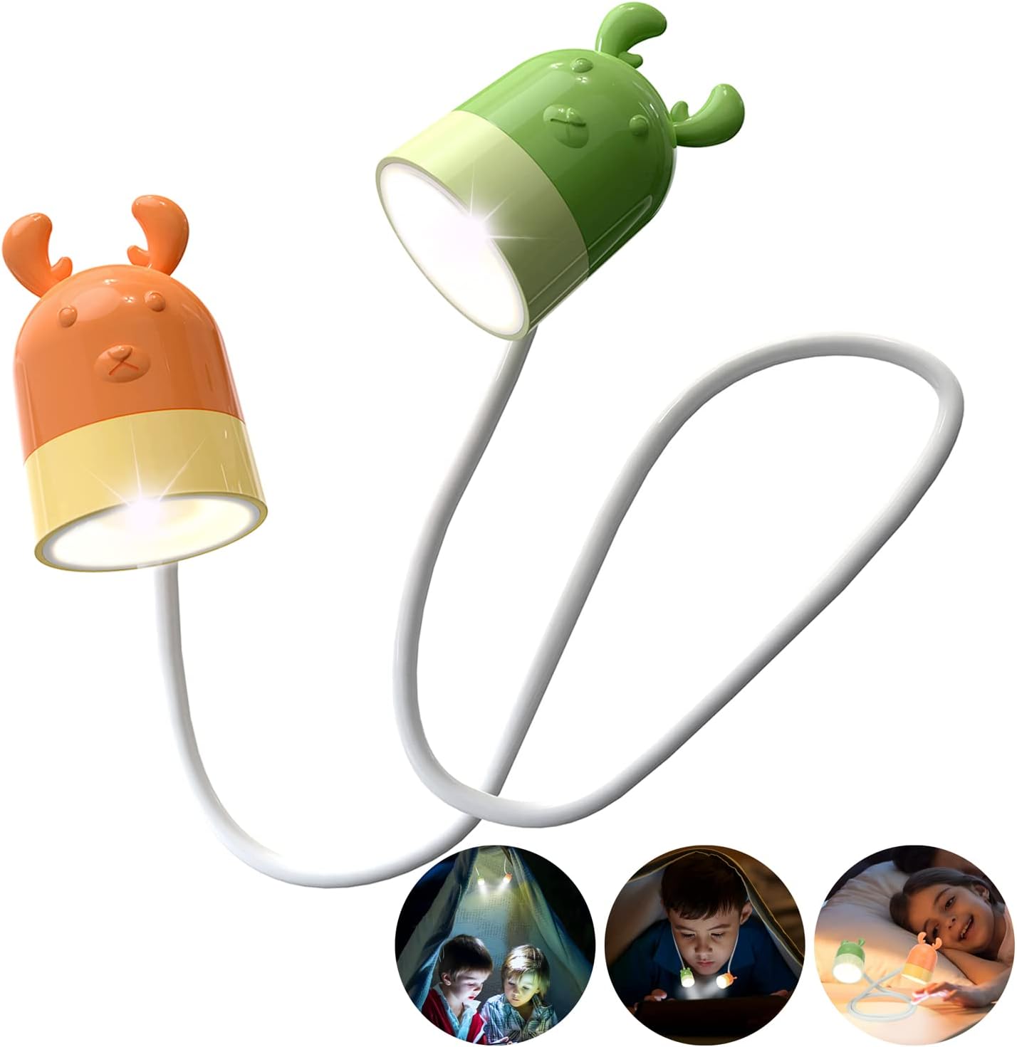 Warooma Cute LED Neck Reading Light,Bendable Bunk Book Lights,Kids