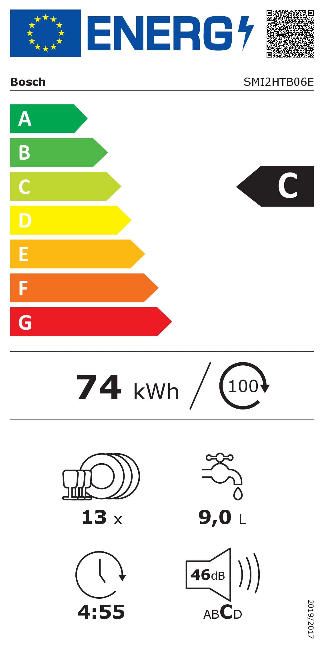 Bosch SMI2HTB06E Lave-vaisselle encastrable 60 cm Noir