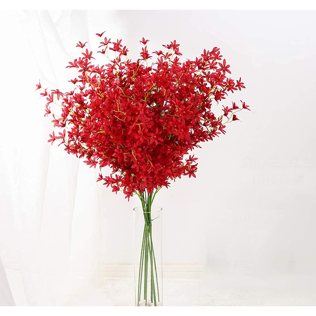 Künstliche Blumen, 12 Bündel, Blumenstrauß, künstliche Blumen für Zuhause, Hochzeitsstrauß, Garten, Innen- und Außendekoration (Farbe: Rot) Interesting Life