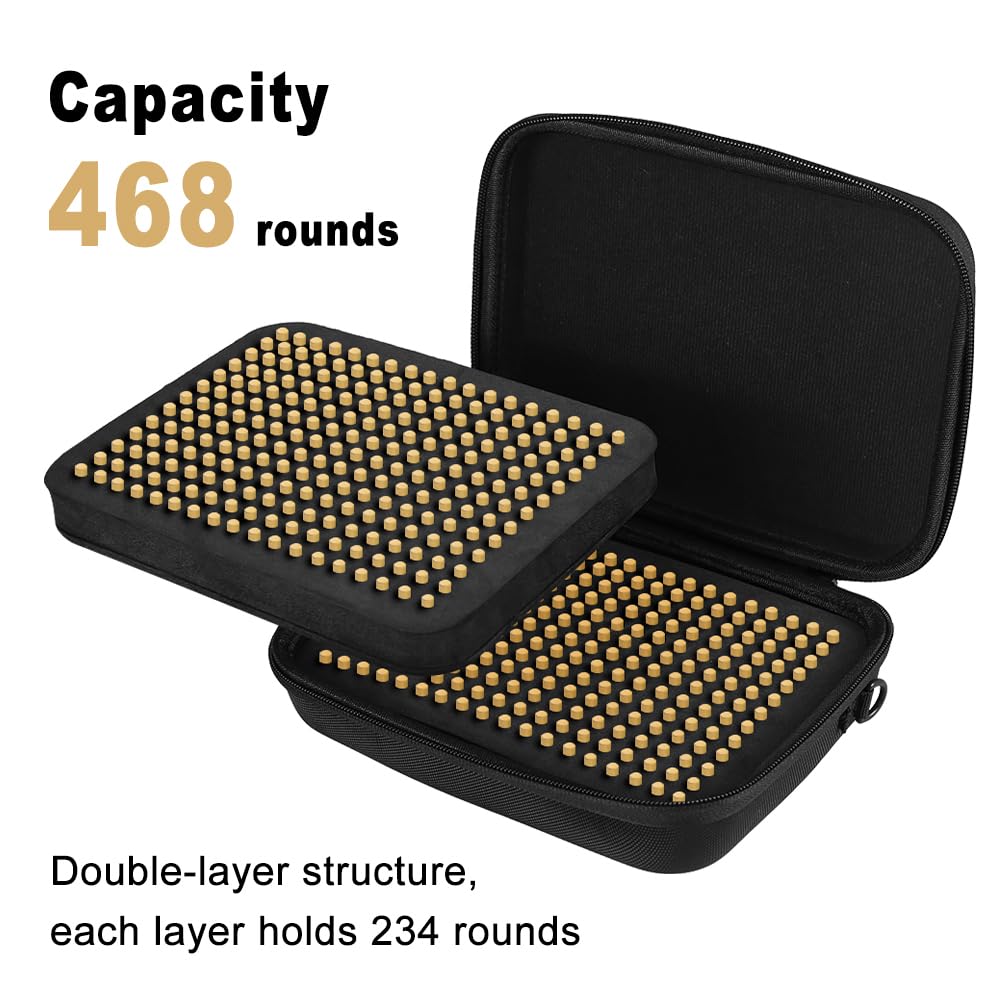 Caja de municiones de doble capa para 468 cartuchos 22LR con tapa abatible