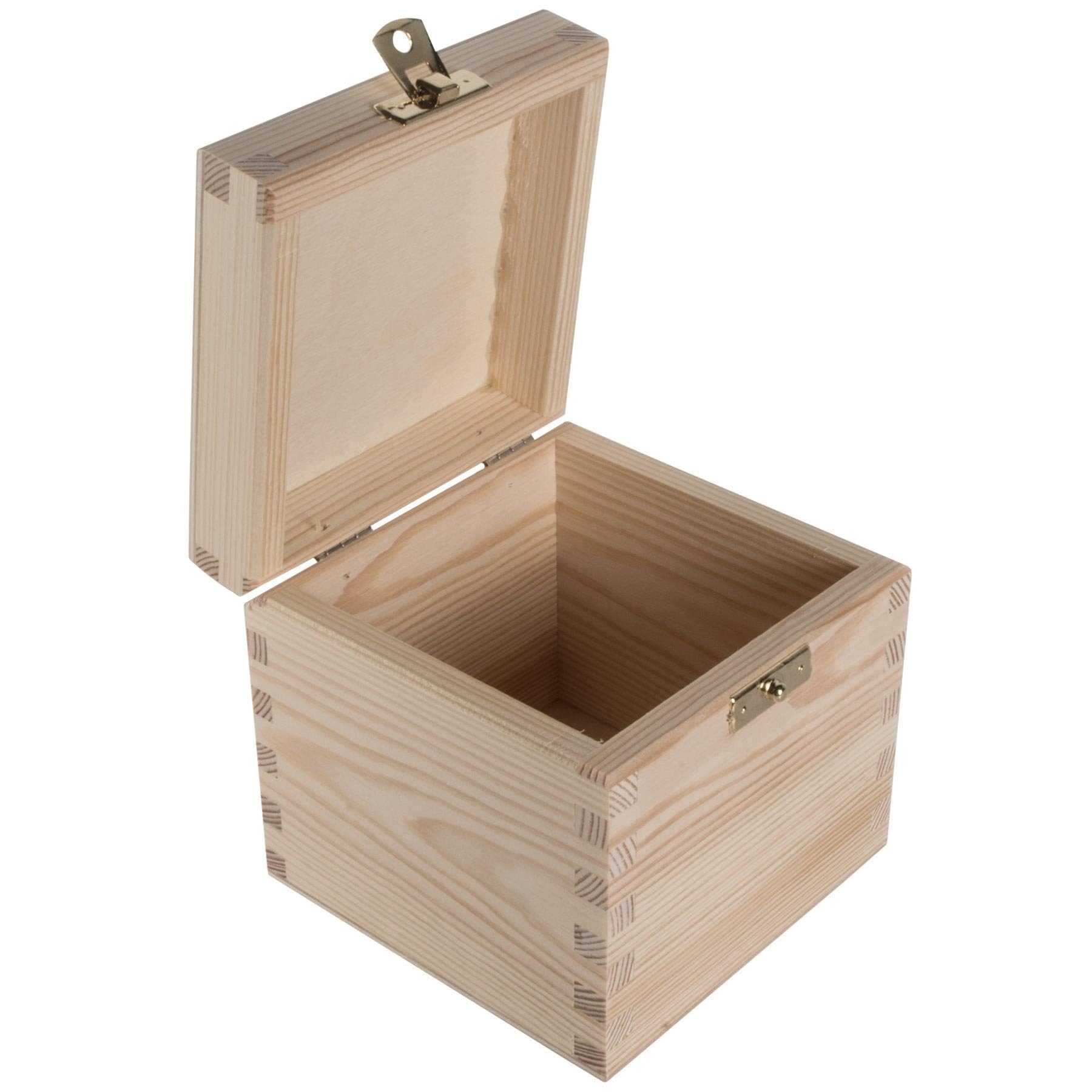 Woodeedoo Square Wooden Box With Clasp And Hinged Lid – 11 X 11 X 10.5 Cm – Pine Keepsake Storage Cube For Diy Decoration Gift Wrapping Jewellery Trinkets Personal Craft Memory Box Unpainted Plain