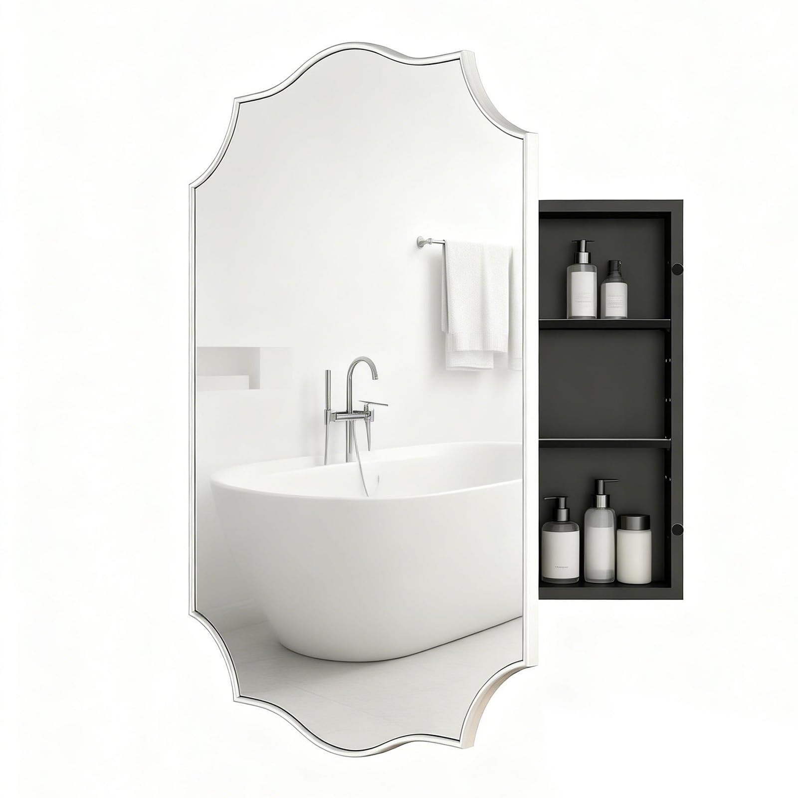 VIWILII Sliver Scalloped Edge Medicine Cabinet