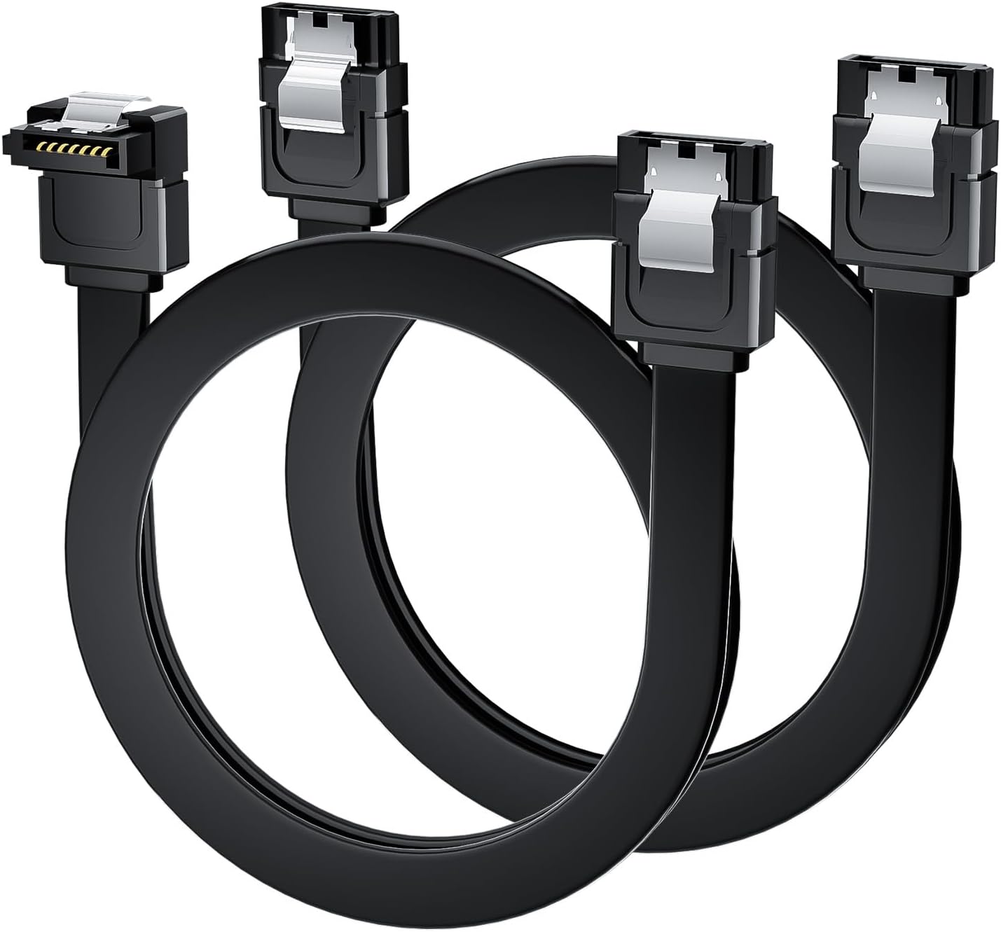 - BolAAzuL SATA Cable III Right Angle & Straight, 2-Pack SATA Data Cables 90 Degree + SATA 3 Cable Straight to Straight, 6Gbps Tangle-Free SATA Cable 7pin Black with Locking Latch for Hard Drive SSD