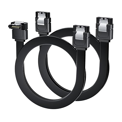 BolAAzuL Cable SATA III en ángulo recto y recto, paquete de 2 cables de datos SATA de 90 grados + cable SATA 3 recto a recto, cable SATA de 6 Gbps