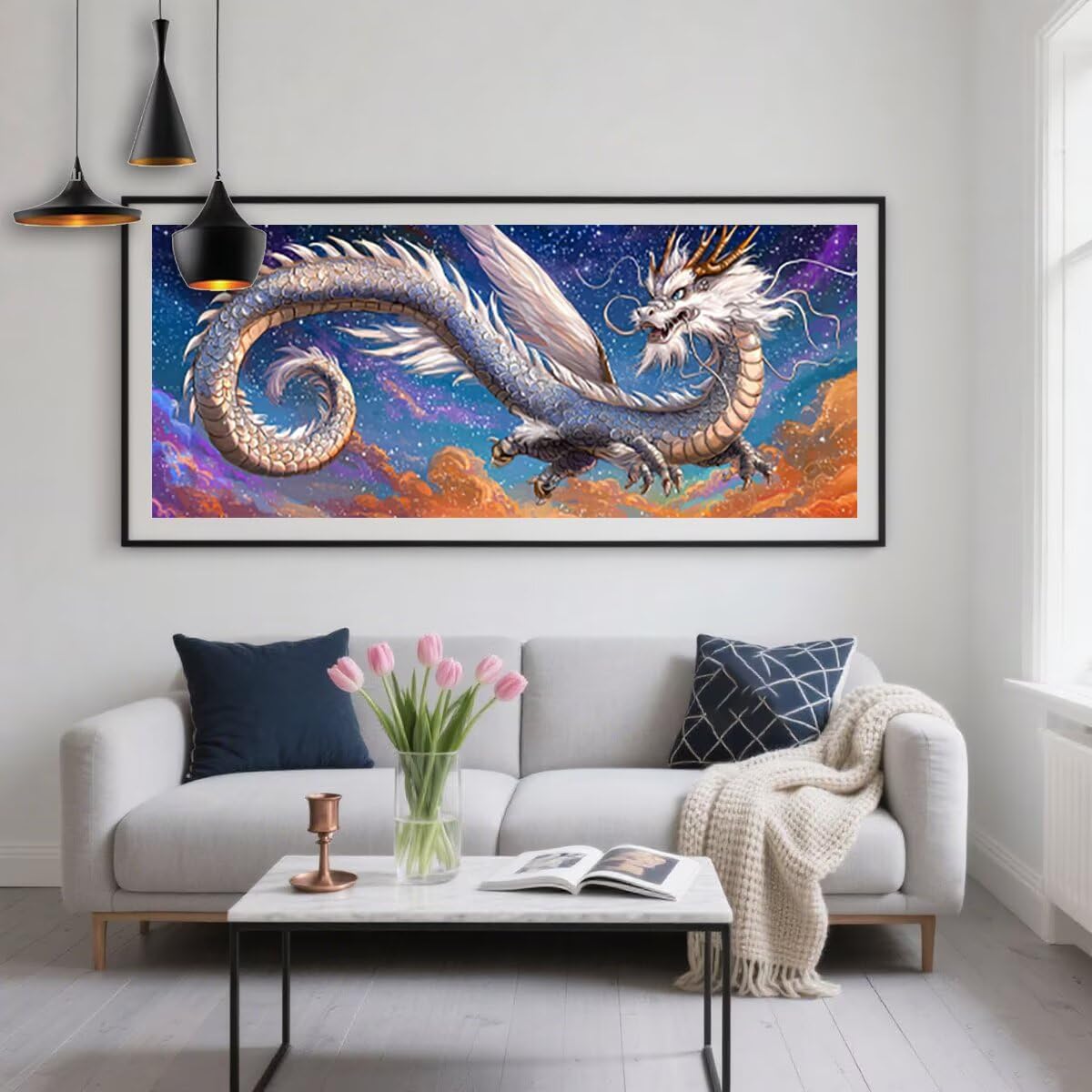 Diamond Painting Adulti, Diamond Painting Drago 30x80cm, Regalo -1296
