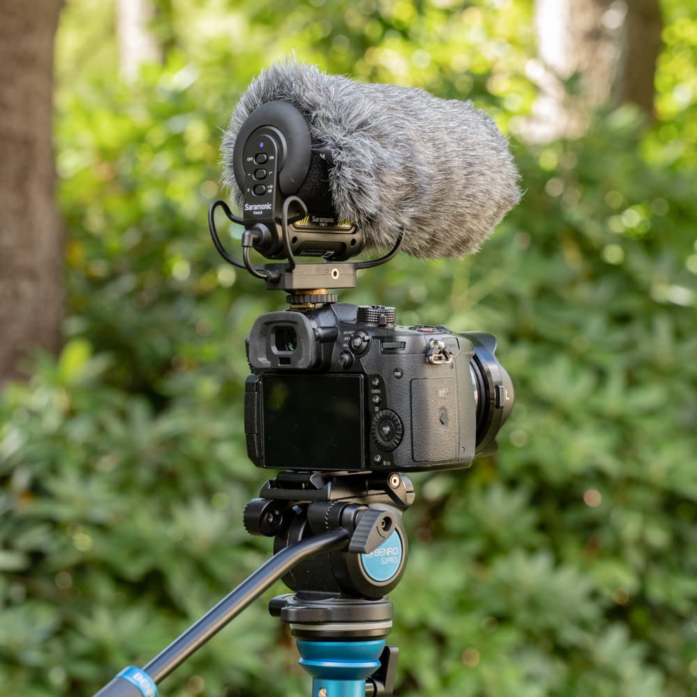 Saramonic Professionelles On-Kamera-Supernierenmikrofon mit 2-stufiger Verstärkung, 150 Hz Hochpassfilter, Kopfhörerausgang und 150-Stunden-Li-Ionen-Akku (VMIC5), Schwarz