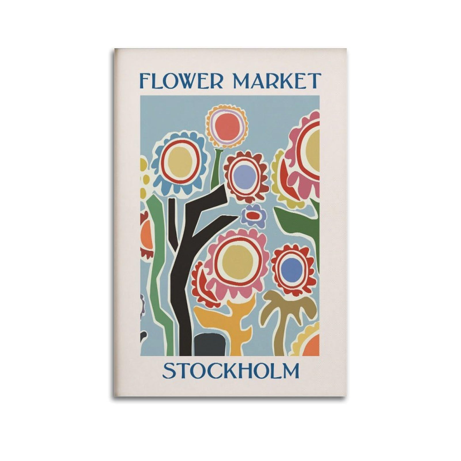 xiaoxiaoshen Flower Market Stockholm Colorful Floral Canvas Poster Wall Art Prints Room Aesthetic Murals Bedroom And Living Decorations 24x36inch(60x90cm)