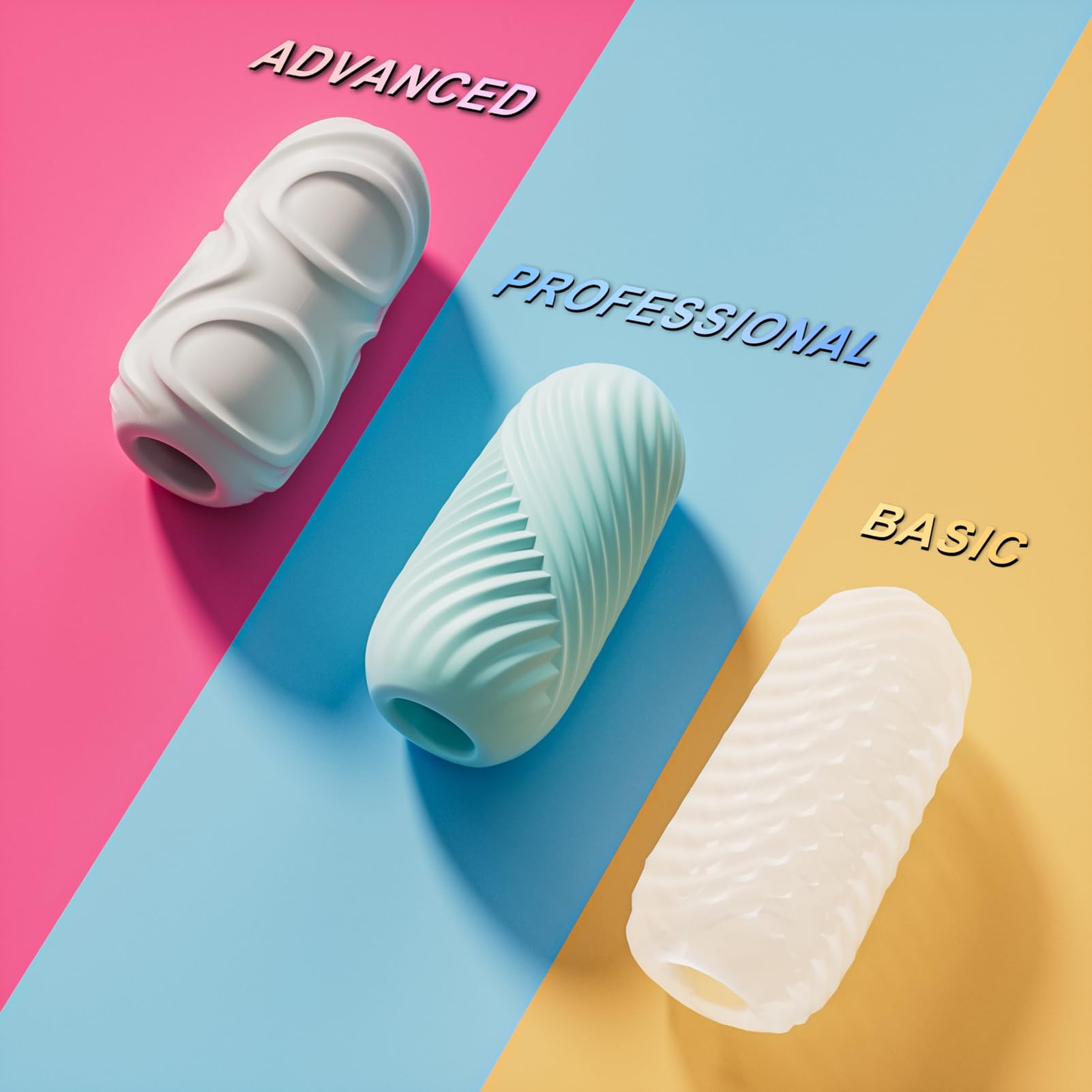 Masturbeuse Homme Sex Toys - 3 Masturbateurs Masculins Simulé Poche Chatte Vaginette Ultra Réaliste Sextoy, 3 Silicone Textures Tridimensionnelles Masturbateur Couple & Femme Plaisir Objet Toy