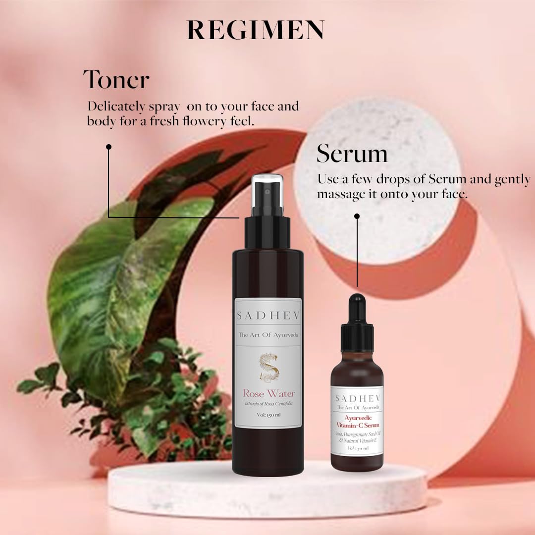 Sadhev Ayurvedic Vitamin C Face Serum | Brightening Serum For Glowing Skin | Reduces Blemishes & Dark Spots | For All Skin Types (30 ml) 2