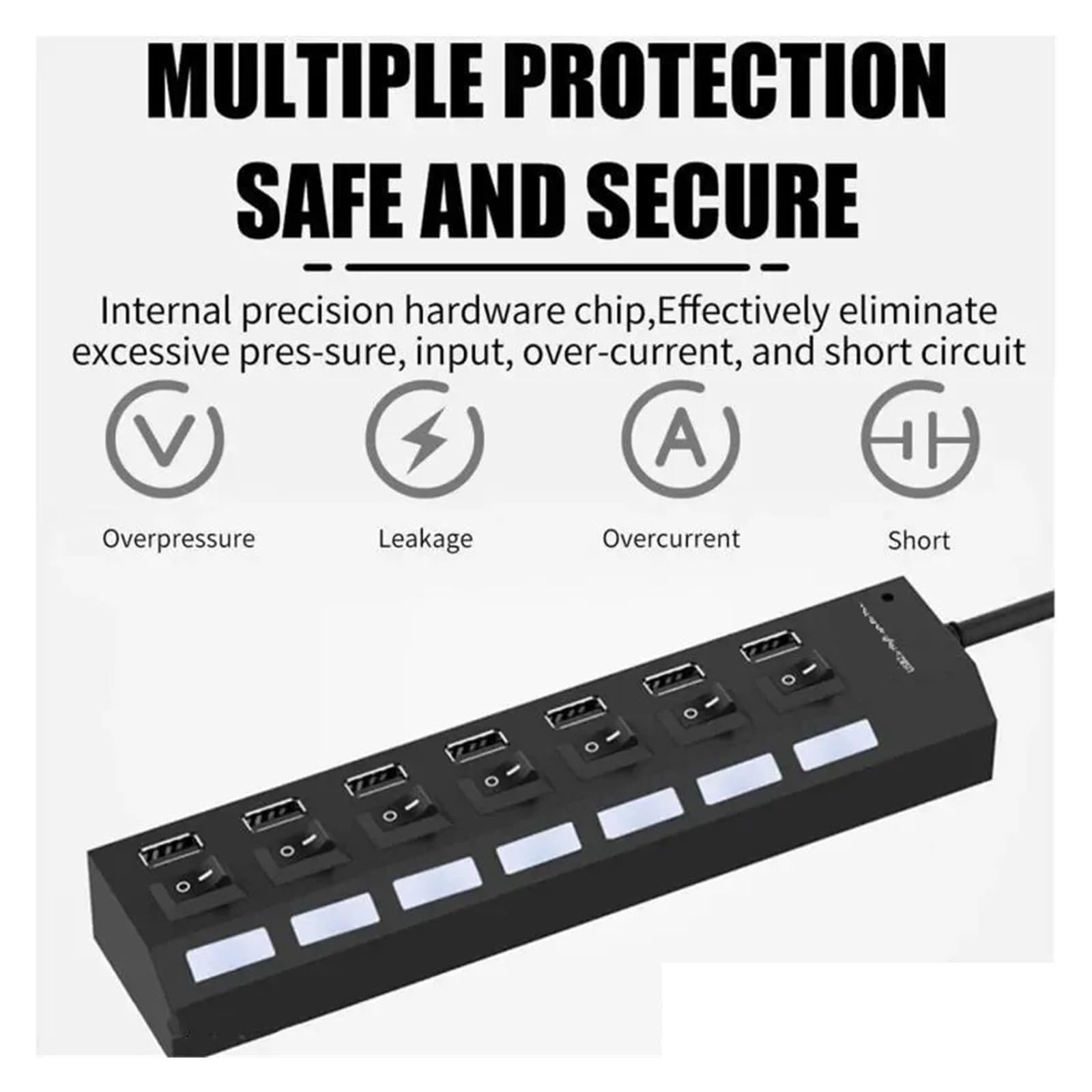 Koncentrator USB Hub Adapter Wiele Portów Użyj Zasilacza Prostownik 2.0 Akcesoria Do Komputera PC Przełącznik Laptopa Technologia Szybkiego Bezpiecznego ładowania(4Interface White)