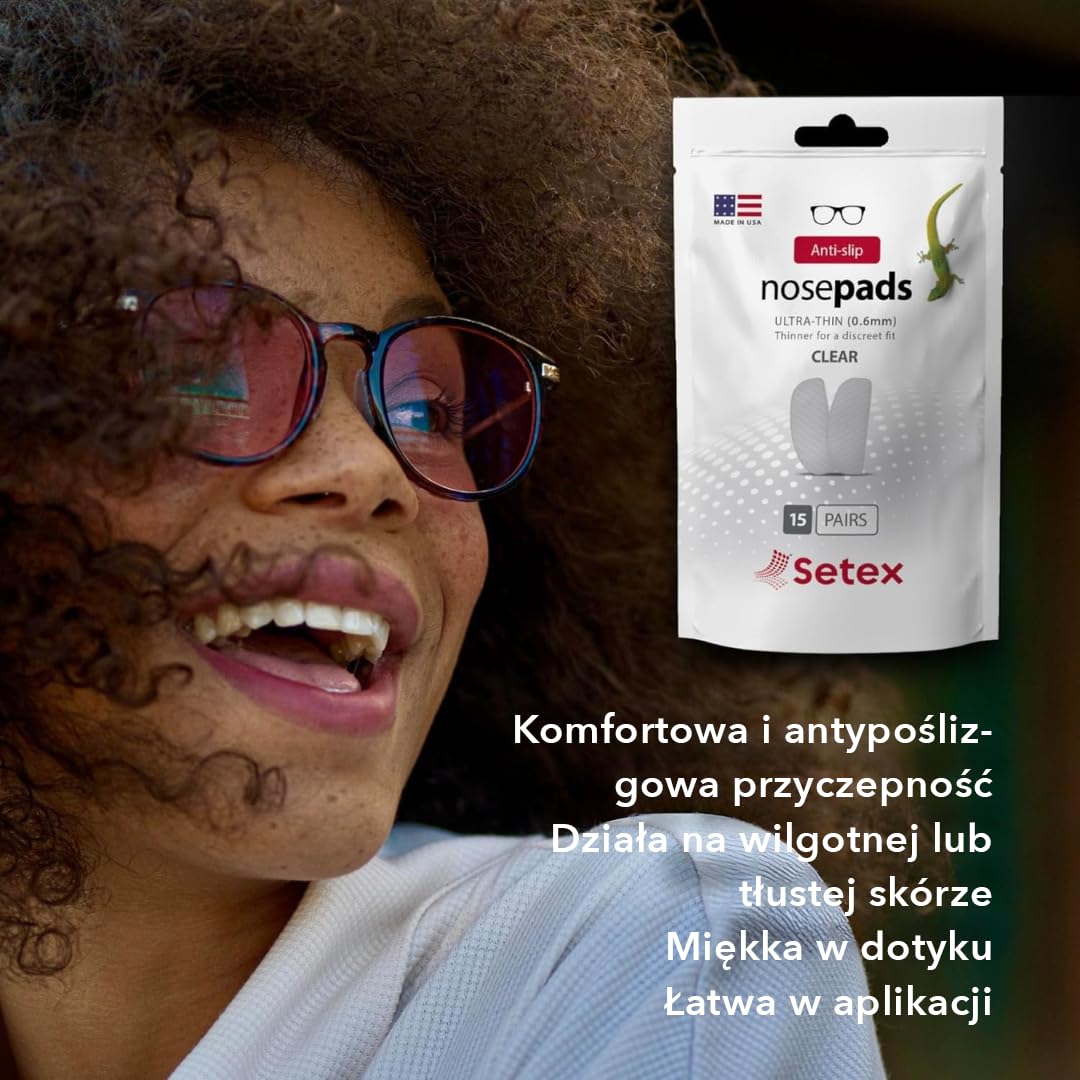 Setex Gecko Grip – Noski Do Okularów (15 Przezroczystych Par) – Antypoślizgowe Ultra-Cienkie 0.6 Mm, Mikroteksturowane Włókna, Ultra-Mocna Przyczepność I Ultra-Miękkość, Samoprzylepne, 0.6 × 7 × 16mm