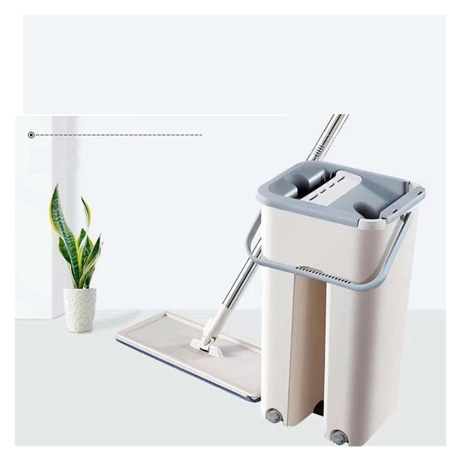 Compatible con trapeador con cubo y exprimidor, trapeador y cubo for piso plano manos libres, trapeadores de microfibra multifunción, herramientas de limpieza for el hogar(1bucket 1mop 6cloth)