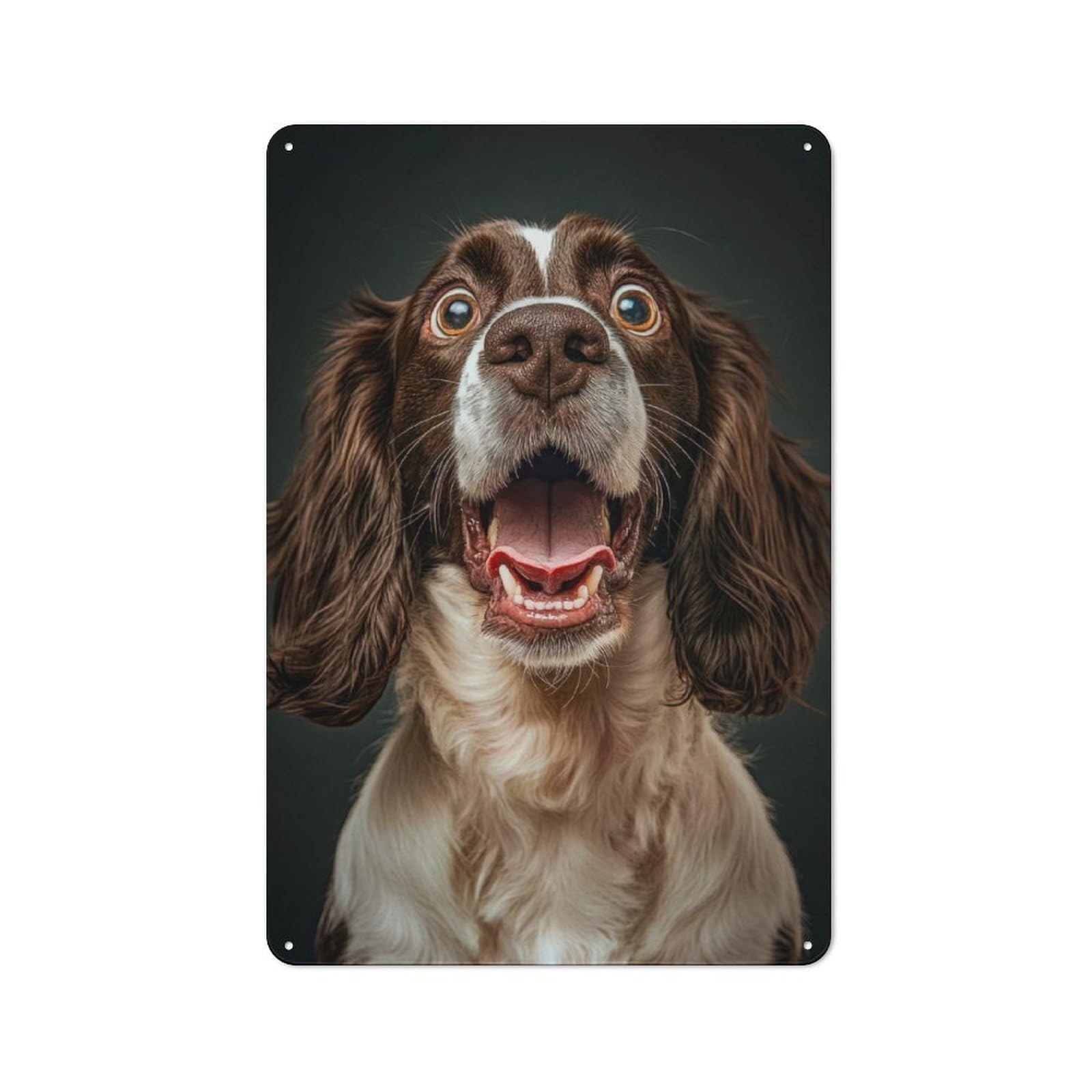 Junmoney Surprised Springer Spaniel Rustic Tin Wall Plaque 30X20cm For Studio Or Craft Room, For Garage, Workshop And Man Cave Decoration
